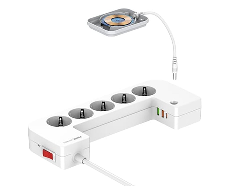 SN5311W Zaštita od prenapona u kutiji 5 x šuko + 3 x USB 2m beli