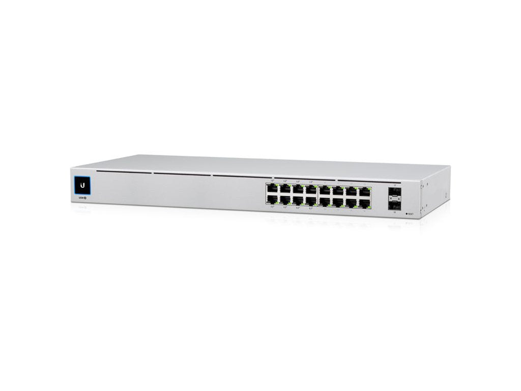 UBIQUITI USW-16-POE 16-port Layer 2 PoE switch, fanless, 16 GbE RJ45 ports(8 PoE - PoE+), 2*SFP, 42W