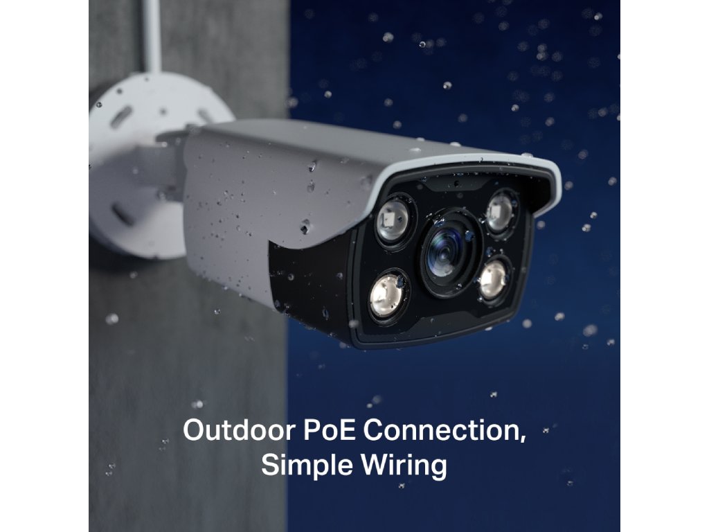 TP-LINK VIGI C340(4MM) 4MP Outdoor Full-Color Bullet Network Camera, H.265+,IP67 Waterproof,PoE - 12V