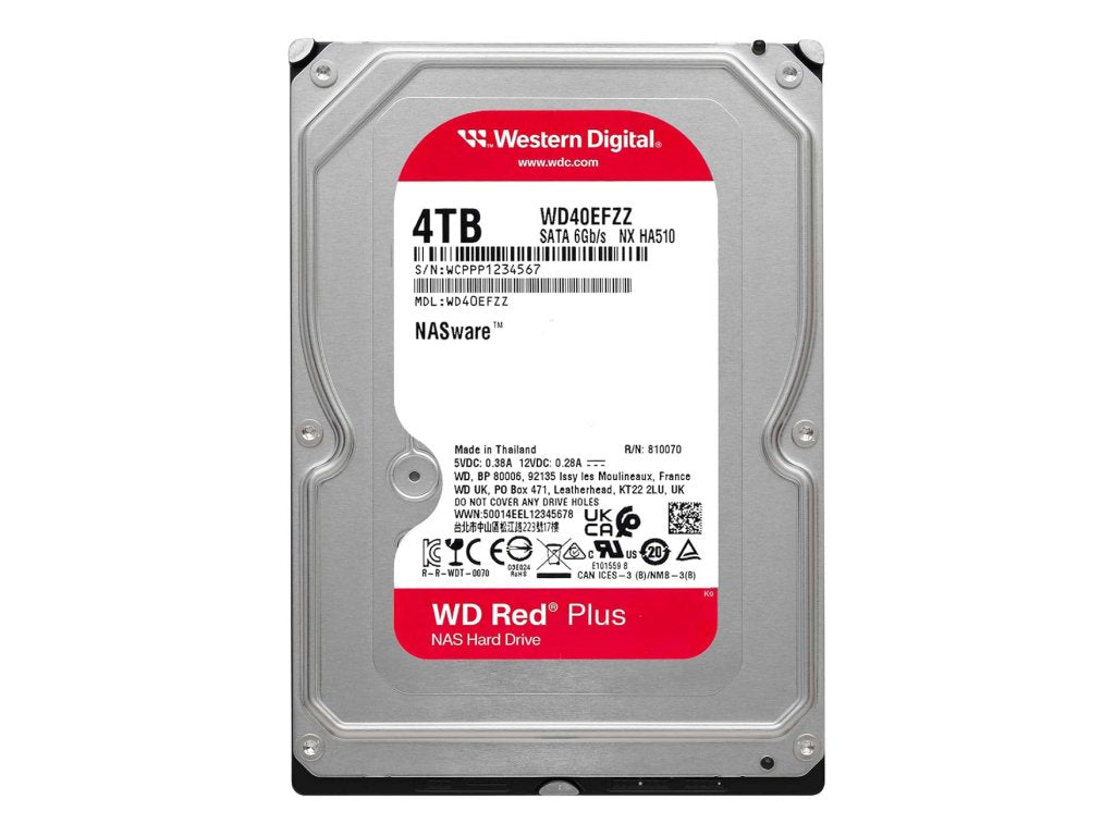 WD RED PLUS NAS HDD 4TB, 3.5", 5400 rpm, 128MB cache, up to 180MB - s transfer rate